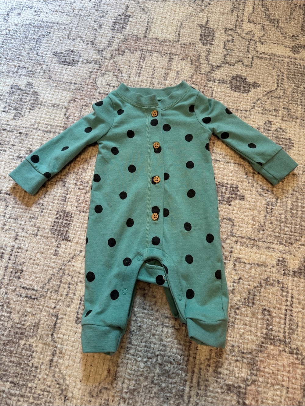 Cat and Jack Green Polka Dot One-Piece Romper
